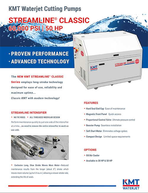 Streamline Classic 60k Psi KMT Waterjet Cutting Pumps